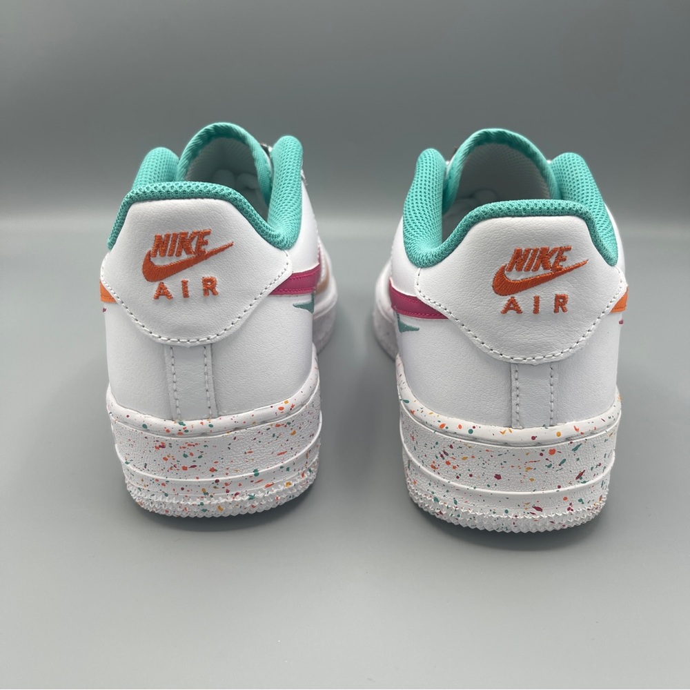 Nike Air Force 1 LV8 GS Big Girl 7Y Casual Shoes White/Safety Orange \Women #8.5 - Picture 8 of 16